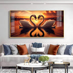 Love Birds Swan Couple Golden Hour Acrylic wall painting