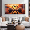 Love Birds Swan Couple Golden Hour Acrylic wall painting