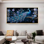Royal Peacock Floral Night Theme Premium Acrylic wall painting