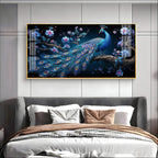 Royal Peacock Floral Night Theme Premium Acrylic wall painting
