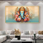 Divine Lord Ganesha Floral Art Premium Acrylic wall painting