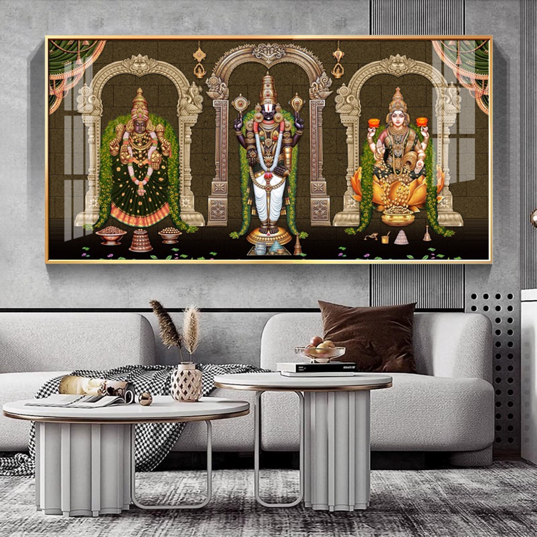 Divine Tirupati Balaji with Lakshmi Padmavati Premium Acrylic wall painting