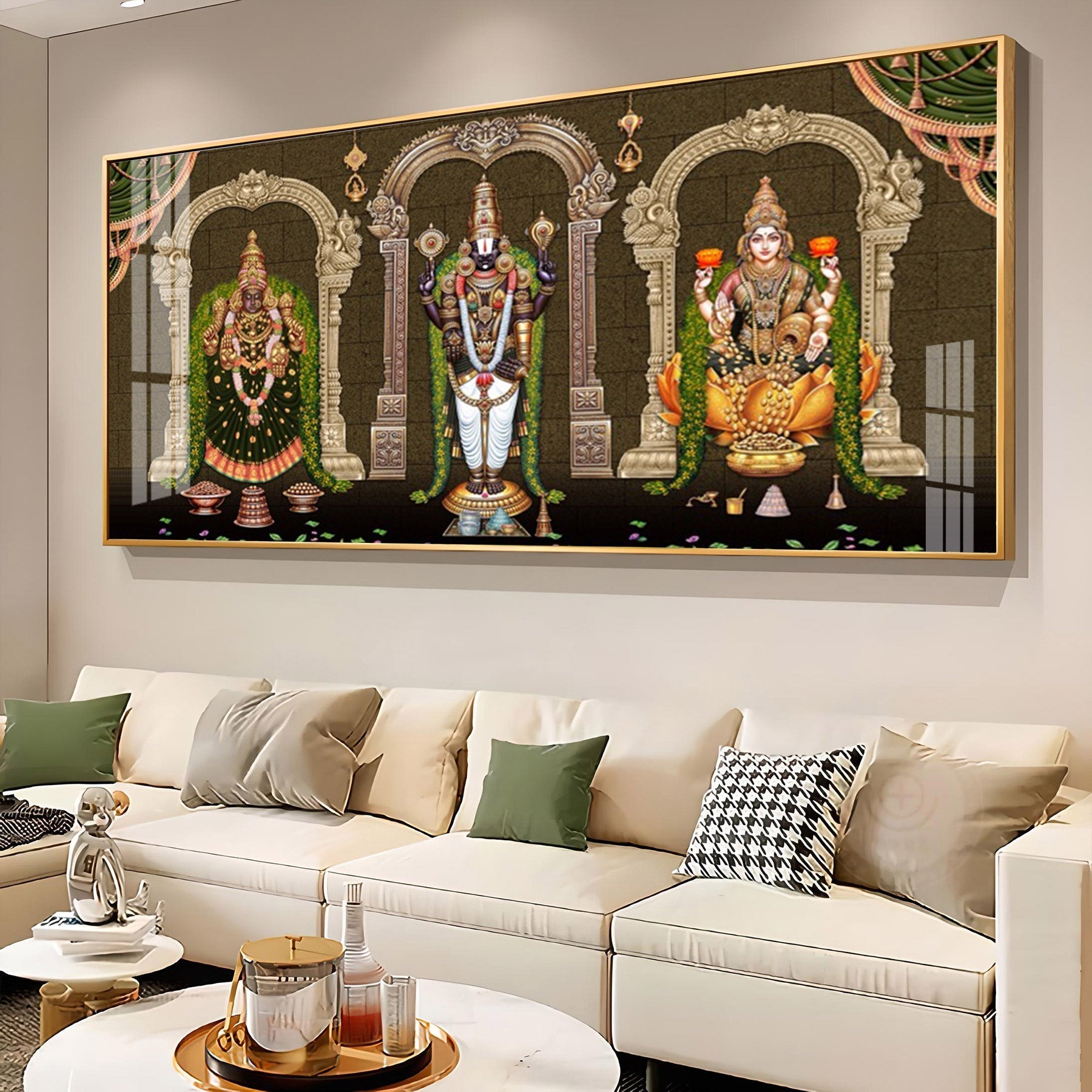 Divine Tirupati Balaji with Lakshmi Padmavati Premium Acrylic wall painting