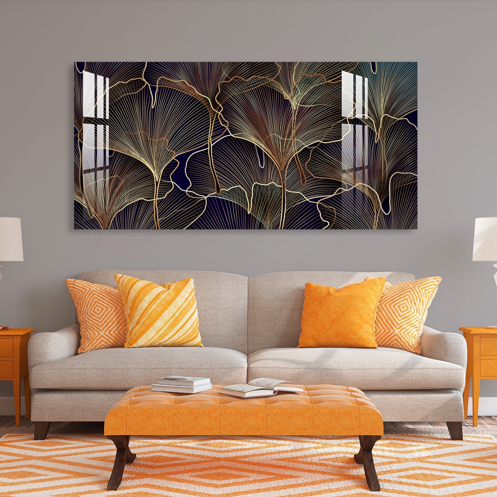 Luxury Golden Leaf Abstract Modern Art Acrylic wall painting