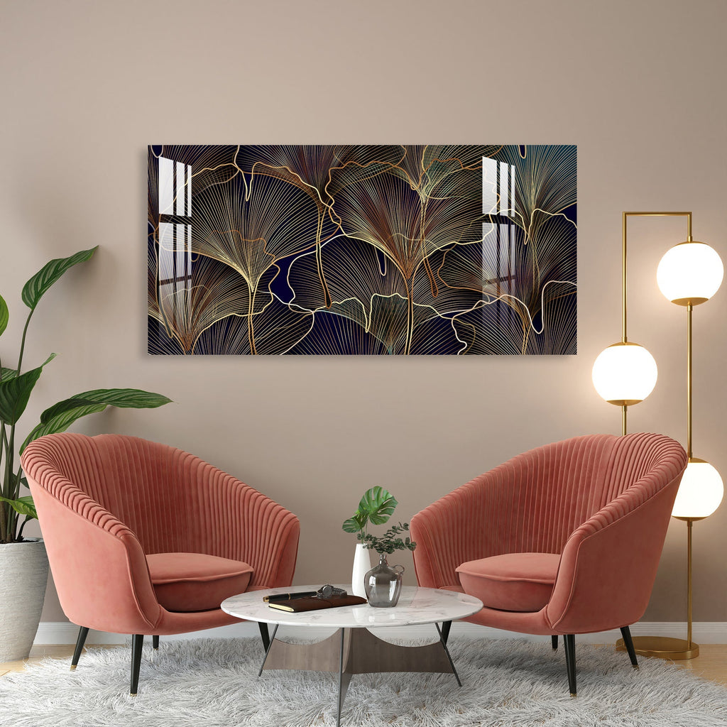 Luxury Golden Leaf Abstract Modern Art Acrylic wall painting