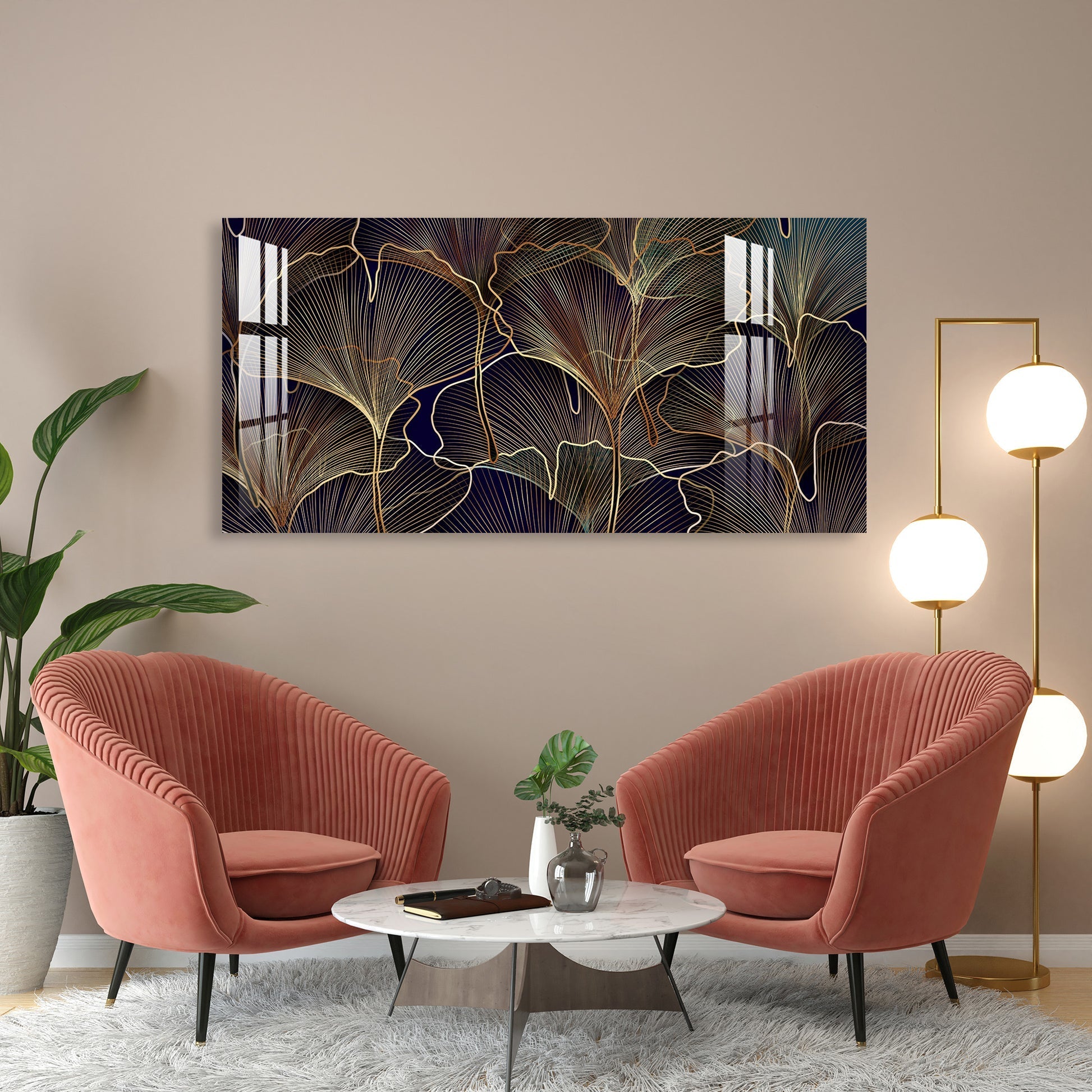 Luxury Golden Leaf Abstract Modern Art Acrylic wall painting