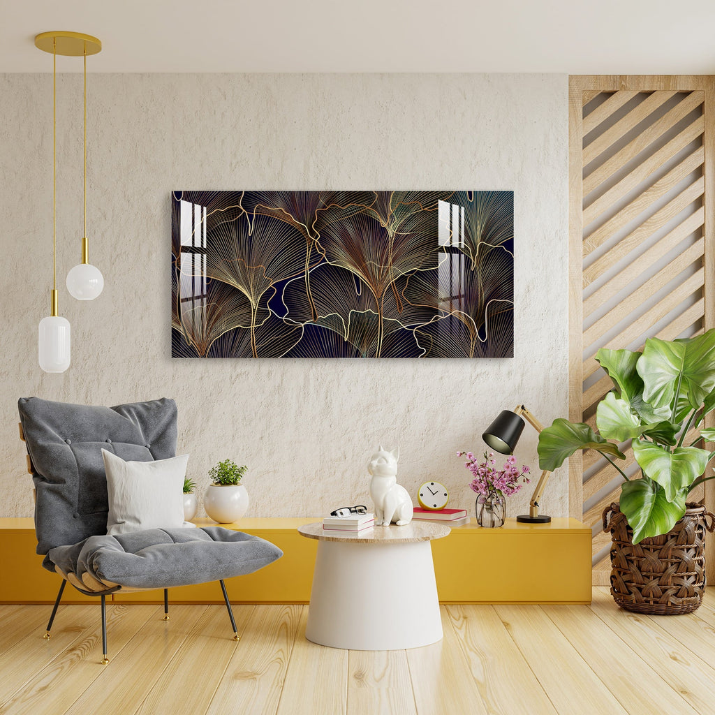 Luxury Golden Leaf Abstract Modern Art Acrylic wall painting
