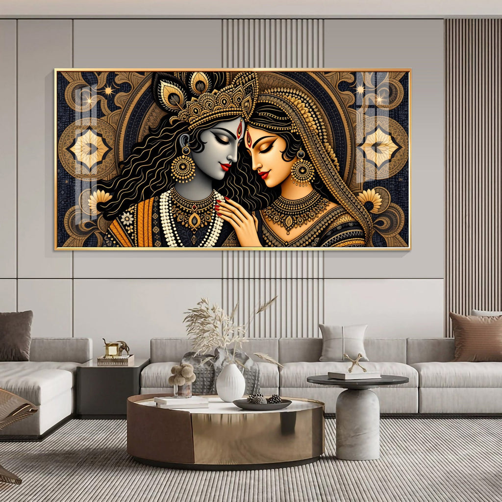 Royal Radha Krishna Golden Art Premium Acrylic wall painting