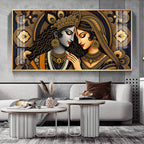 Royal Radha Krishna Golden Art Premium Acrylic wall painting