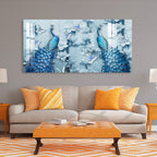 Elegant Blue Peacock Floral Design Luxury acrylic wall painting