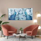 Elegant Blue Peacock Floral Design Luxury acrylic wall painting