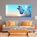 Elegant Blue Butterfly Artistic Landscape acrylic wall painting