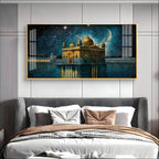 Golden Temple Night View Spiritual Art acrylic wall painting