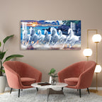 Seven White Horses Vastu Inspired Design acrylic wall painting