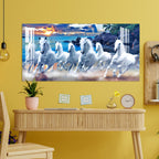 Seven White Horses Vastu Inspired Design acrylic wall painting