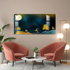 Golden Deer Moonlight Scenic Landscape acrylic wall painting