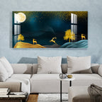 Golden Deer Moonlight Scenic Landscape acrylic wall painting