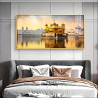 Golden Temple Day View Peaceful Reflection acrylic wall painting