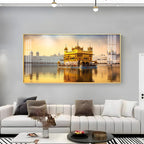 Golden Temple Day View Peaceful Reflection acrylic wall painting