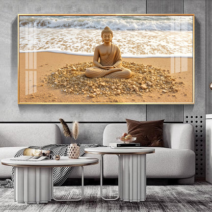 Peaceful Buddha Meditation Beach Scene acrylic wall painting
