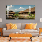 Peaceful Village Nature Landscape Scene acrylic wall painting