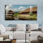 Peaceful Village Nature Landscape Scene acrylic wall painting