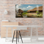 Peaceful Village Nature Landscape Scene acrylic wall painting