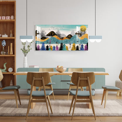 Colorful Abstract Forest Deer Landscape acrylic wall painting
