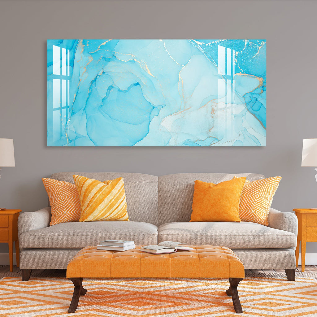 Elegant Blue Marble Abstract Texture acrylic wall painting