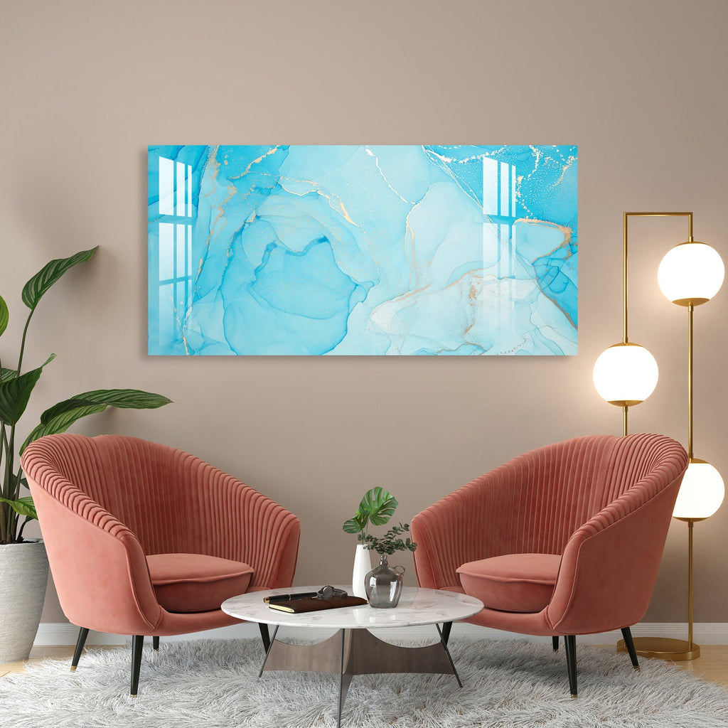 Elegant Blue Marble Abstract Texture acrylic wall painting