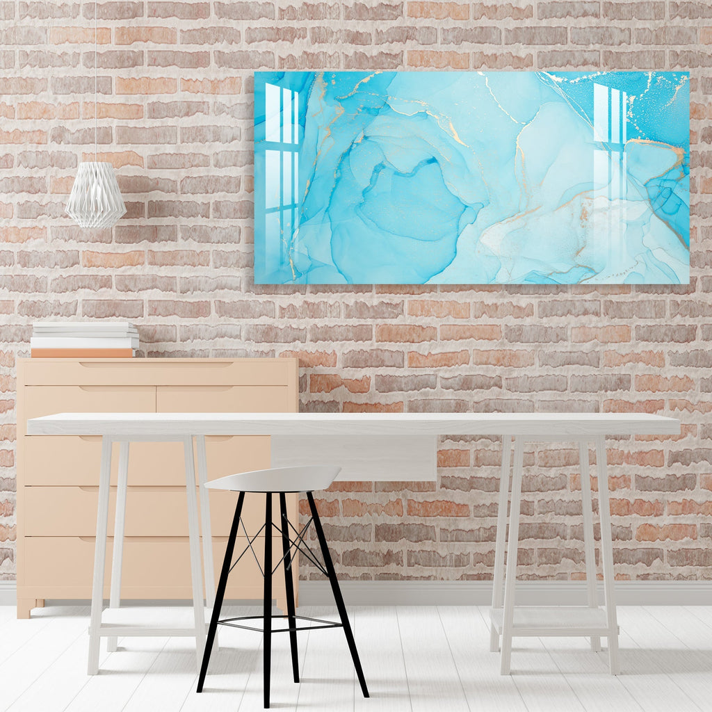 Elegant Blue Marble Abstract Texture acrylic wall painting