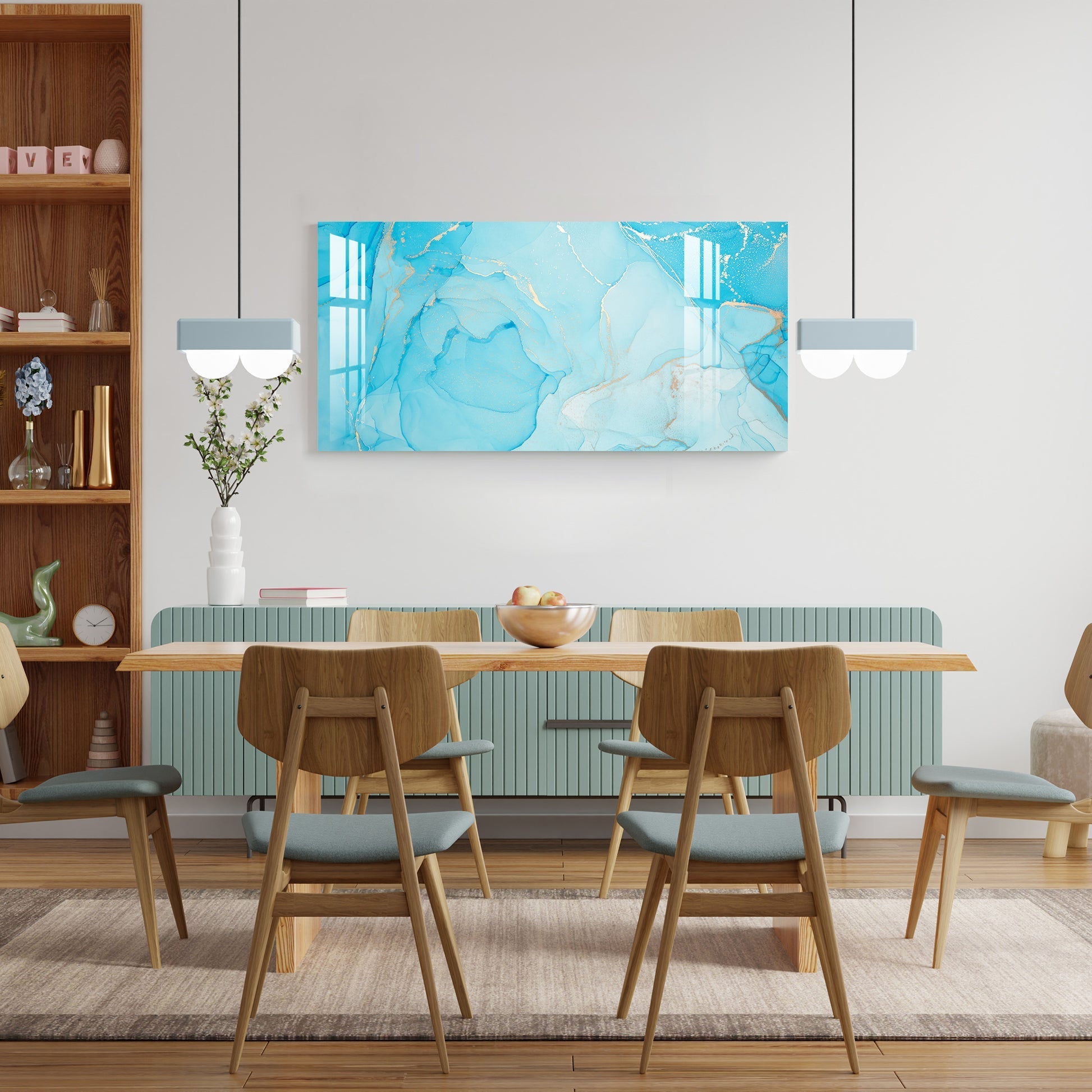 Elegant Blue Marble Abstract Texture acrylic wall painting