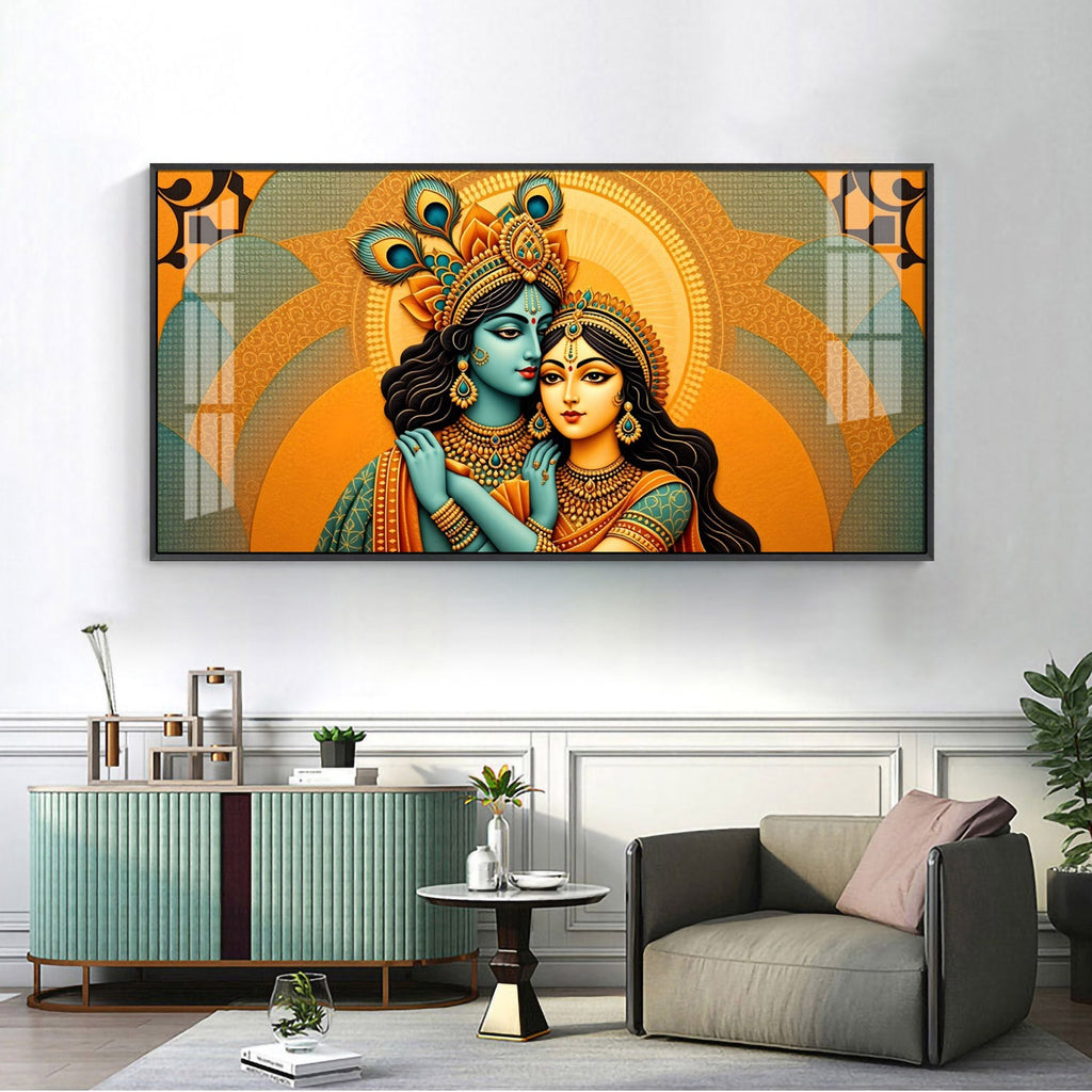 Divine Radha Krishna Love Spiritual Art acrylic wall painting