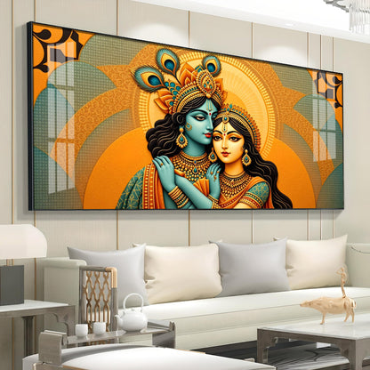 Divine Radha Krishna Love Spiritual Art acrylic wall painting