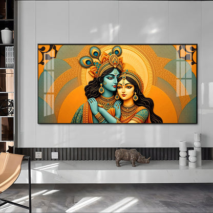 Divine Radha Krishna Love Spiritual Art acrylic wall painting