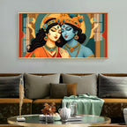 Vibrant Radha Krishna Devotional Wall Decor acrylic wall painting