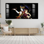 Elegant Radha Krishna Flute Art Black Theme acrylic wall painting
