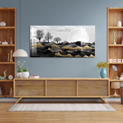 Luxury Black Gold Landscape Abstract Nature Art acrylic wall painting