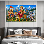 Spiritual Durga Mata Acrylic Artwork with Himalayan Background for Home Decoration
