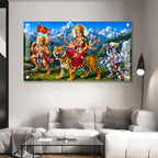 Spiritual Durga Mata Acrylic Artwork with Himalayan Background for Home Decoration