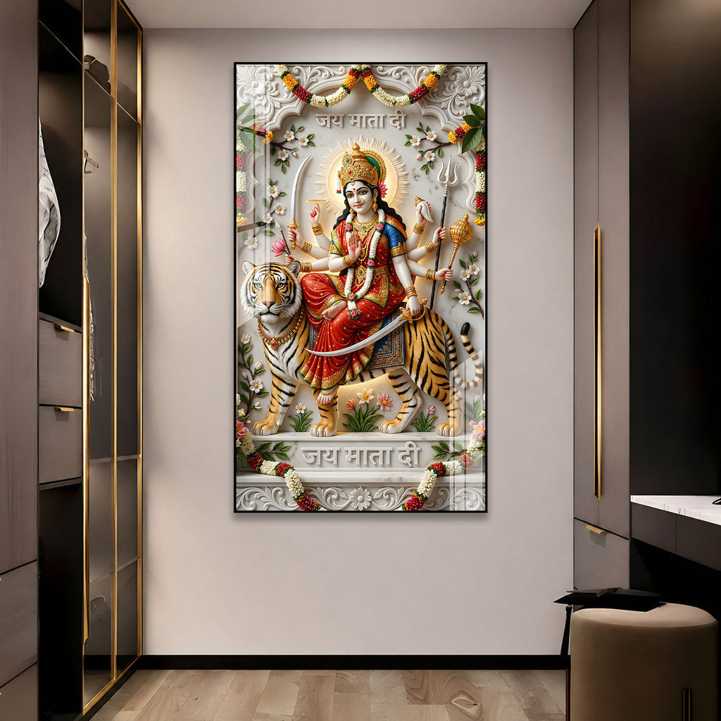 Luxury Durga Mata Acrylic Painting for Vastu Home Decor
