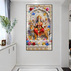 Durga Mata Sitting on Tiger Premium Acrylic Religious Wall Painting for Hindu Home Decor