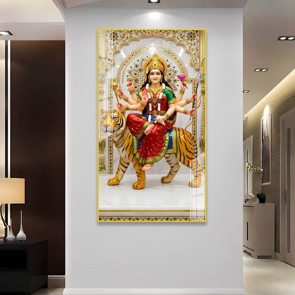 Modern Hindu Goddess Durga Acrylic Wall Art for Home Decor, Office and Meditation Space