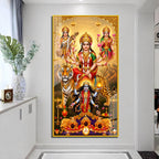 Maa Durga with Goddess Lakshmi and Saraswati Acrylic Wall Art for Home Decor