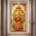 Maa Durga Riding Tiger with Divine Goddesses Acrylic Wall Painting for Home Decor