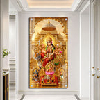 Maa Durga Riding Tiger with Divine Goddesses Acrylic Wall Painting for Home Decor