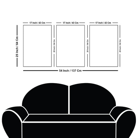 A Pair of Giraffe under a Tree in Sunset Floating Canvas Wall Painting Set of Three