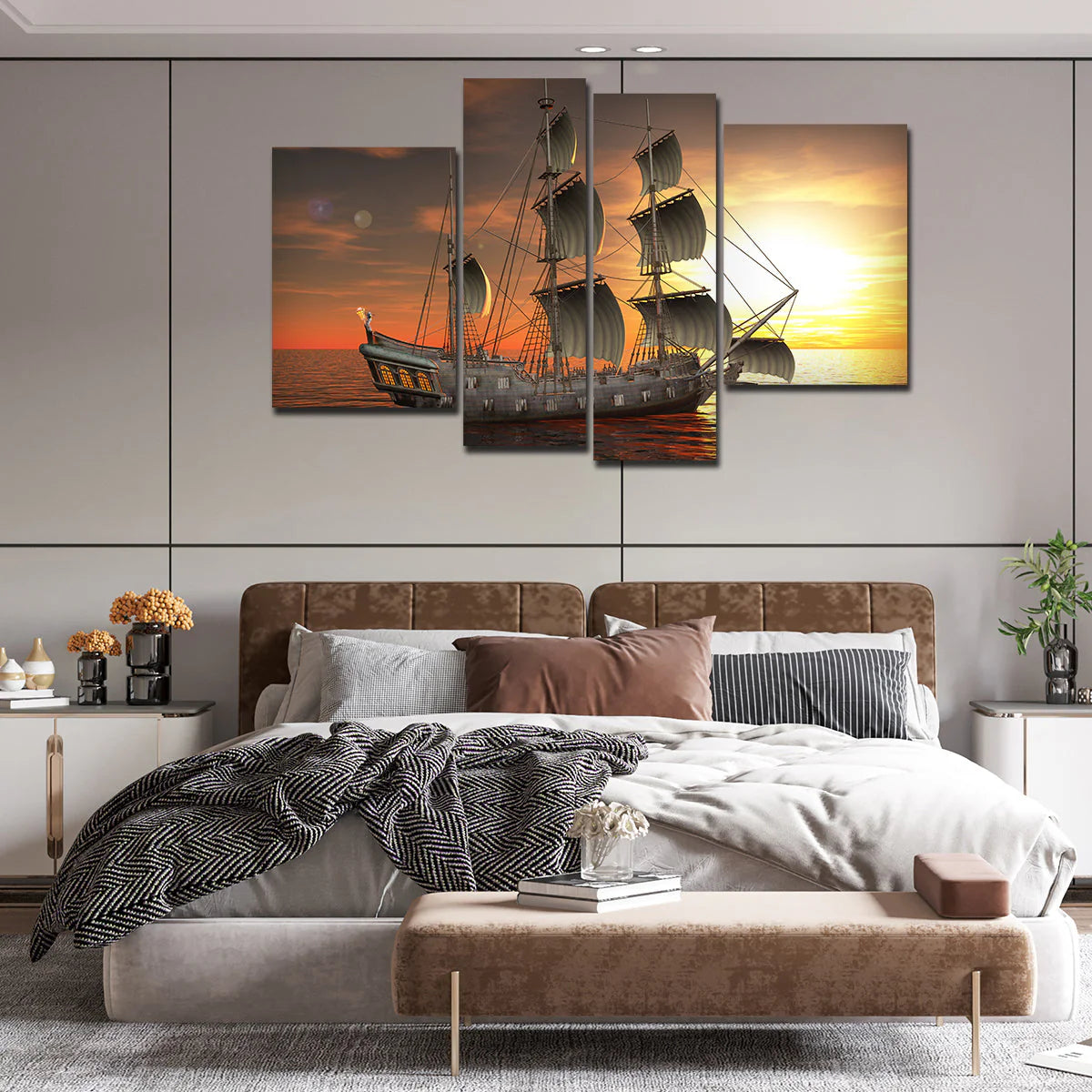 A Sailing Boat Premium Canvas Bedroom Wall Painting DECORMANTRA