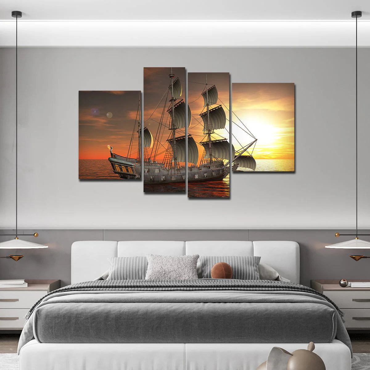 A Sailing Boat Premium Canvas Bedroom Wall Painting DECORMANTRA