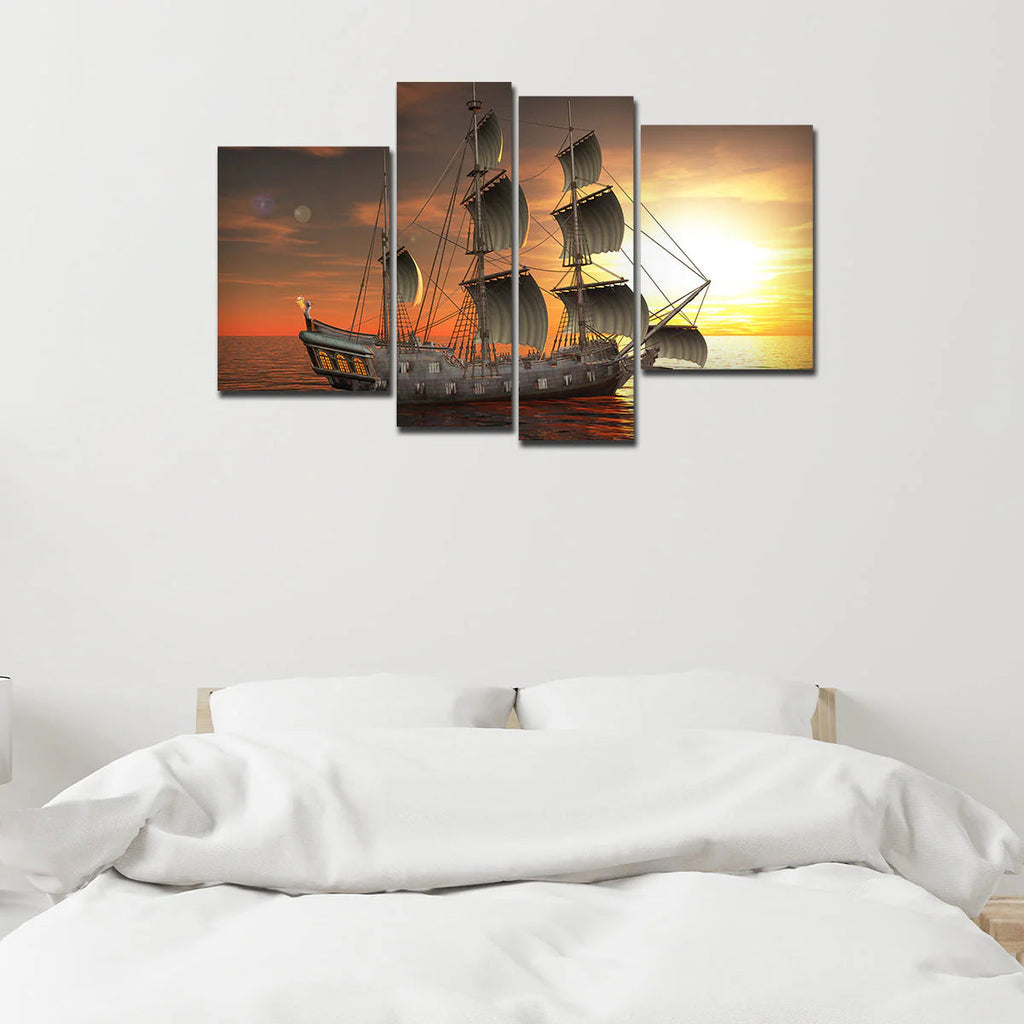 A Sailing Boat Premium Canvas Bedroom Wall Painting DECORMANTRA